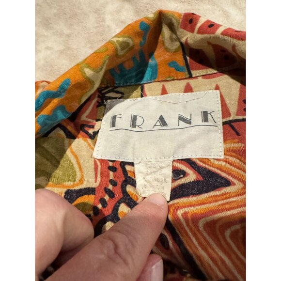 Vintage 80’s FRANK Button Down Short Sleeve Shirt Size Large - Picture 4 of 9